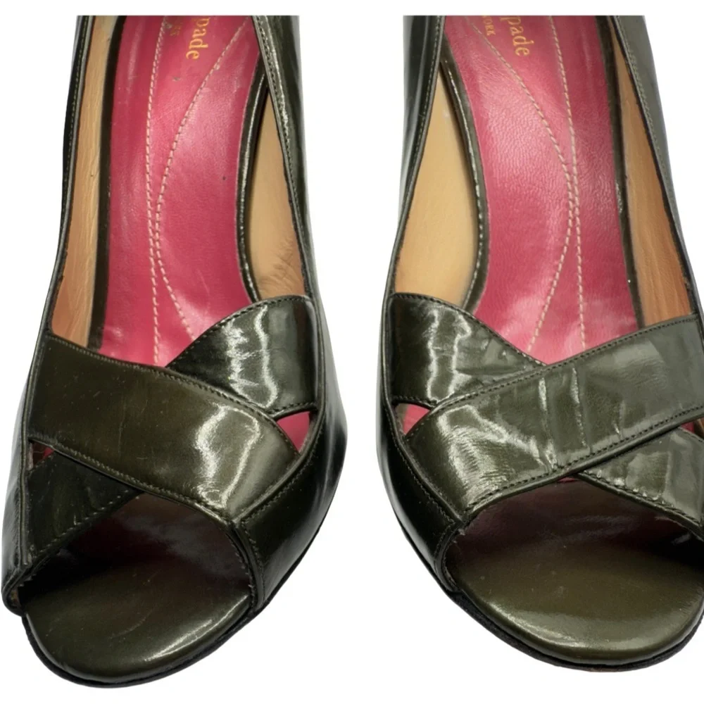 Kate Spade Green Heels with Peep-Toe Design